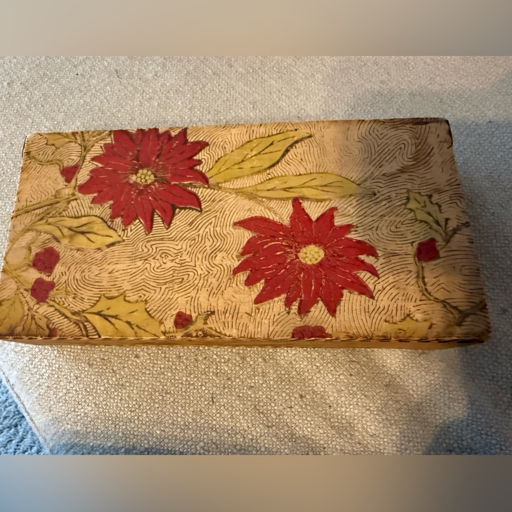 Antique Victorian pyrography box.